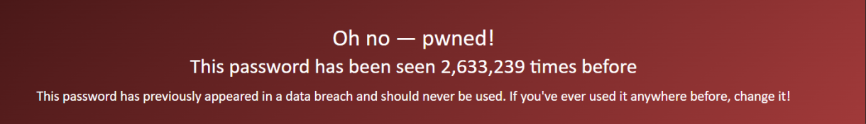 A screenshot of a password (1234) exposed over two million times.